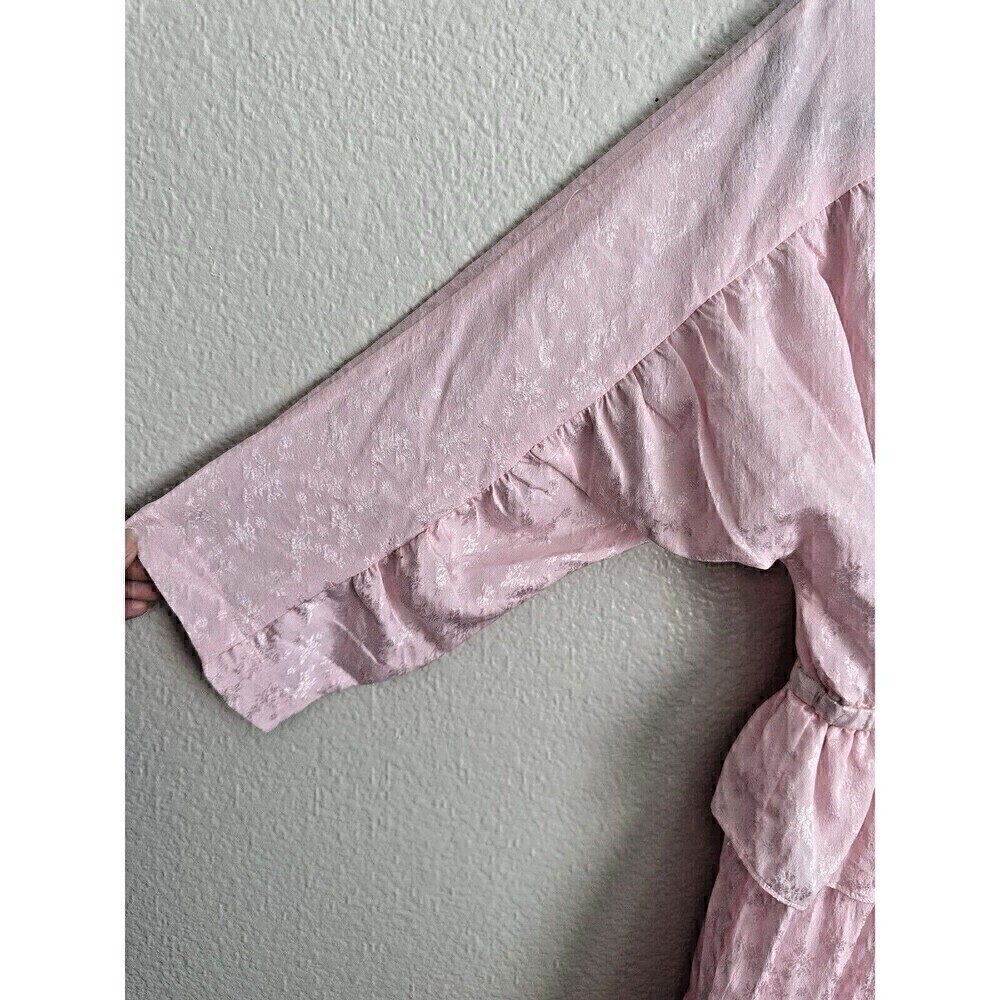Nordstrom NSR Dress Womens Size Large Pink Kenny Satin Jacquard Ruffle Tassel - Picture 3 of 6